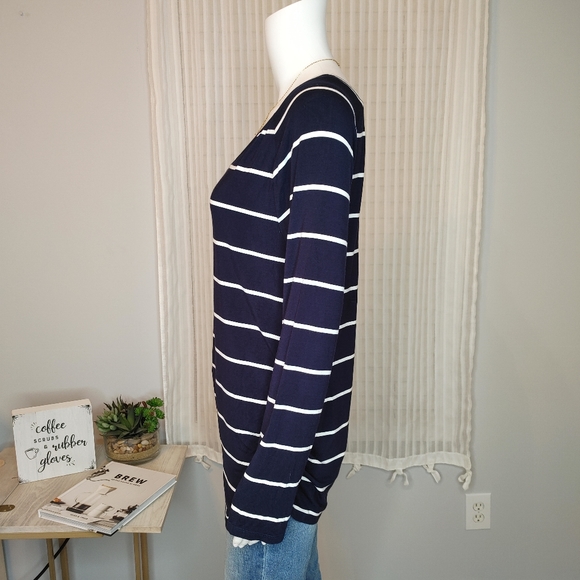 ROSIE POPE Navy Striped Ruched Maternity Top, Navy/ White XL - Picture 8 of 14